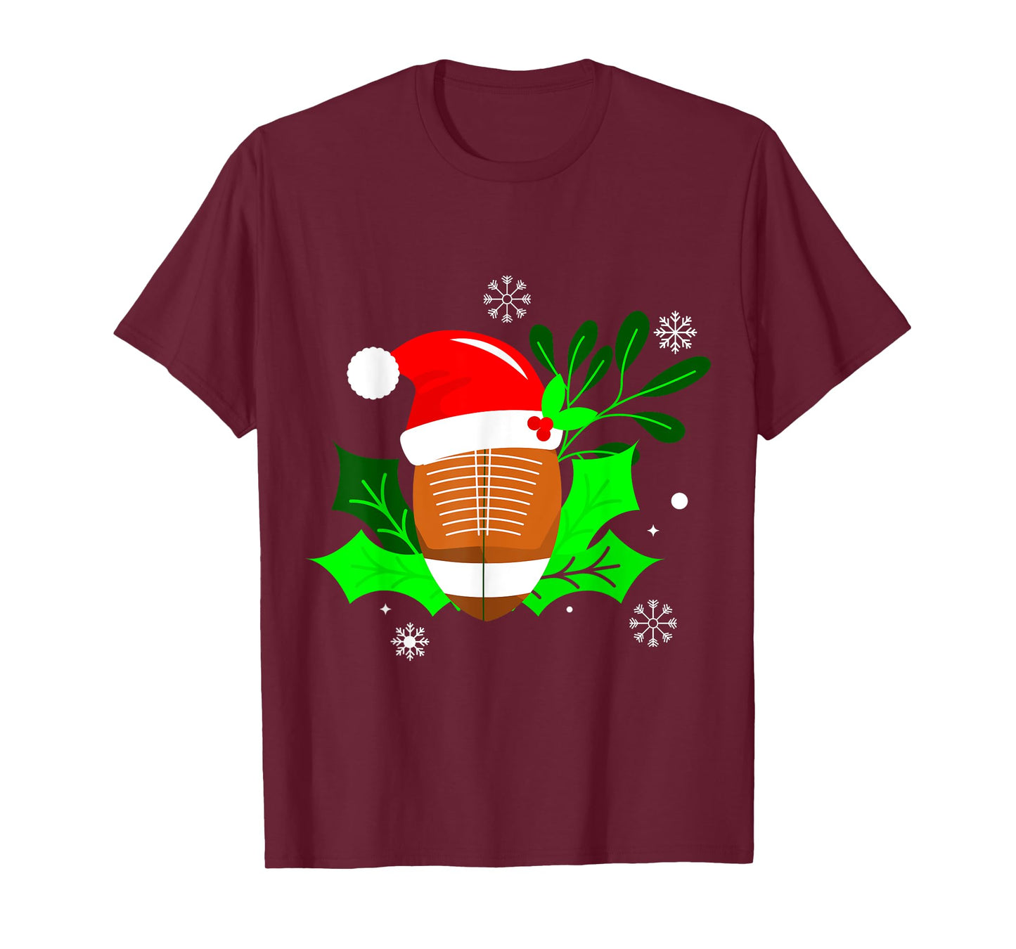 Ugly Christmas Football Sports Xmas Holly Santa Festive T-Shirt