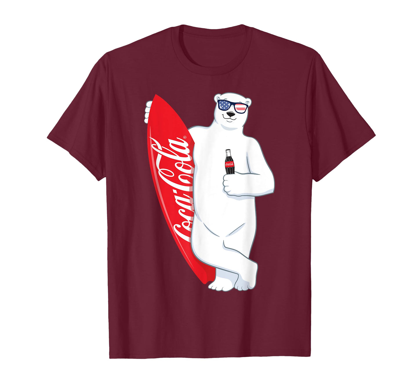 Coca-Cola American Flag Polar Bear Surfer T-Shirt