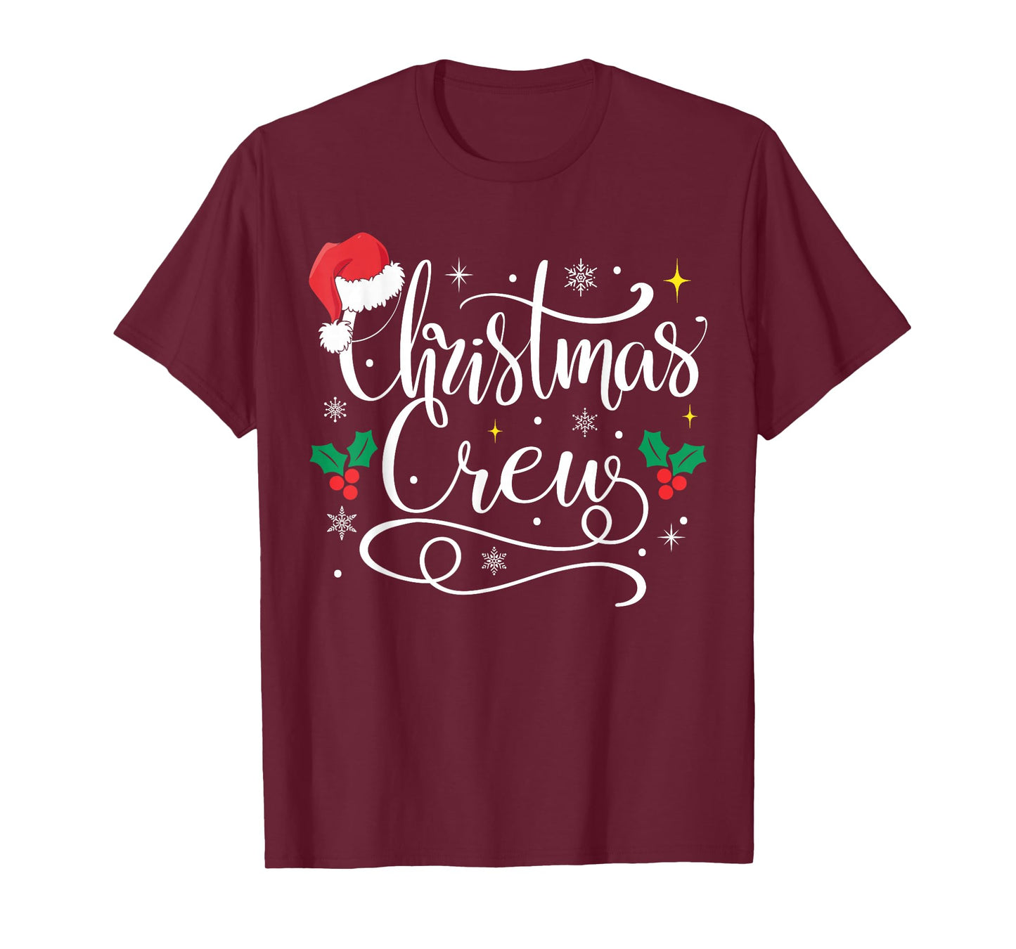 Merry Christmas Crew Santa Hat Holiday Matching Family Pjs T-Shirt