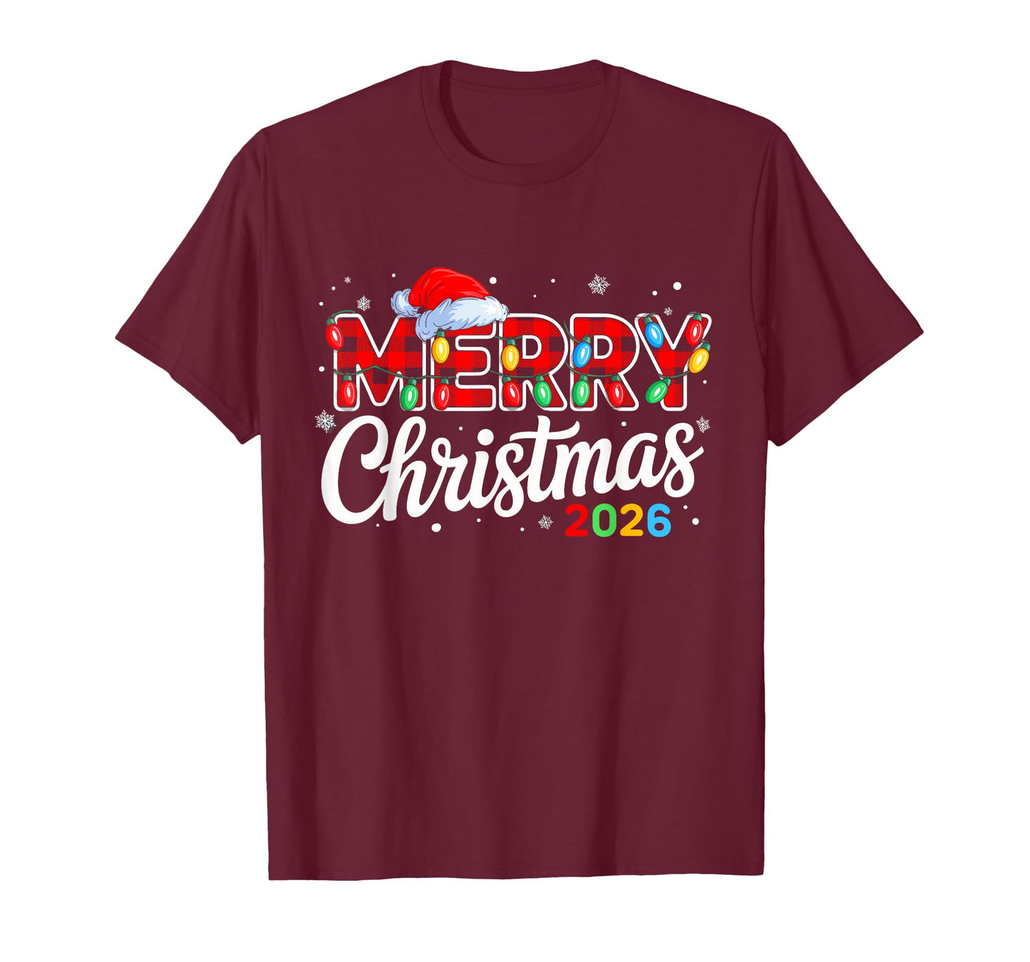 Merry Christmas 2026 Buffalo Plaid Santa Family Xmas 2026 T-Shirt