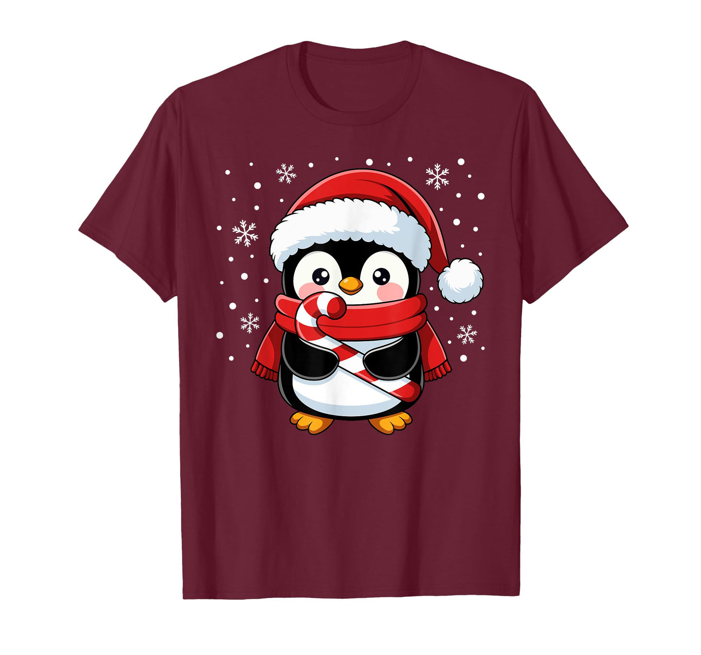 Penguin Christmas Candy Cane Winter Toddler Girl Boy Women T-Shirt