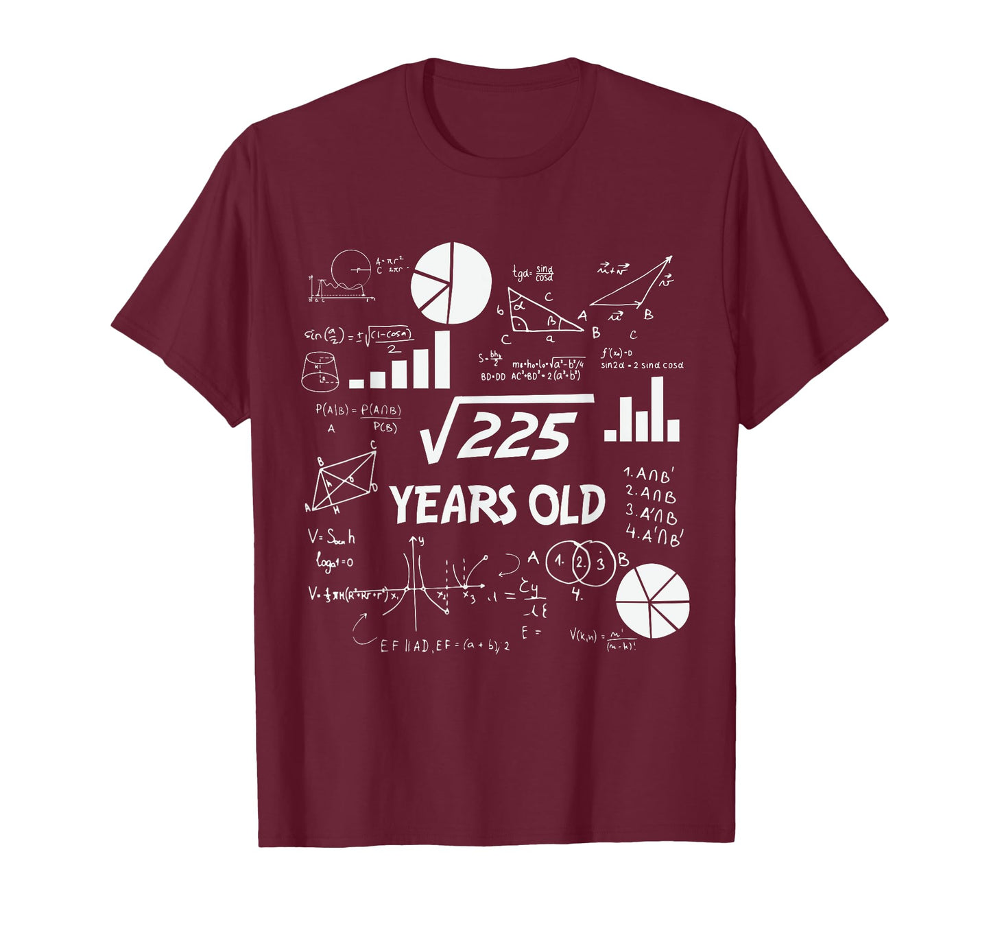 15th Birthday Square Root of 225 Math 15 Years Old Birthday T-Shirt
