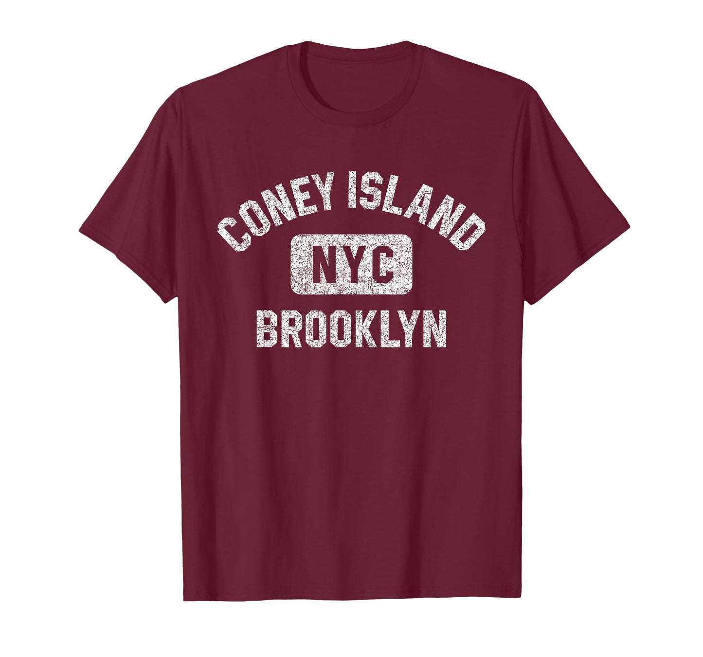 Coney Island NYC Brooklyn Gym Style Distressed White Print T-Shirt
