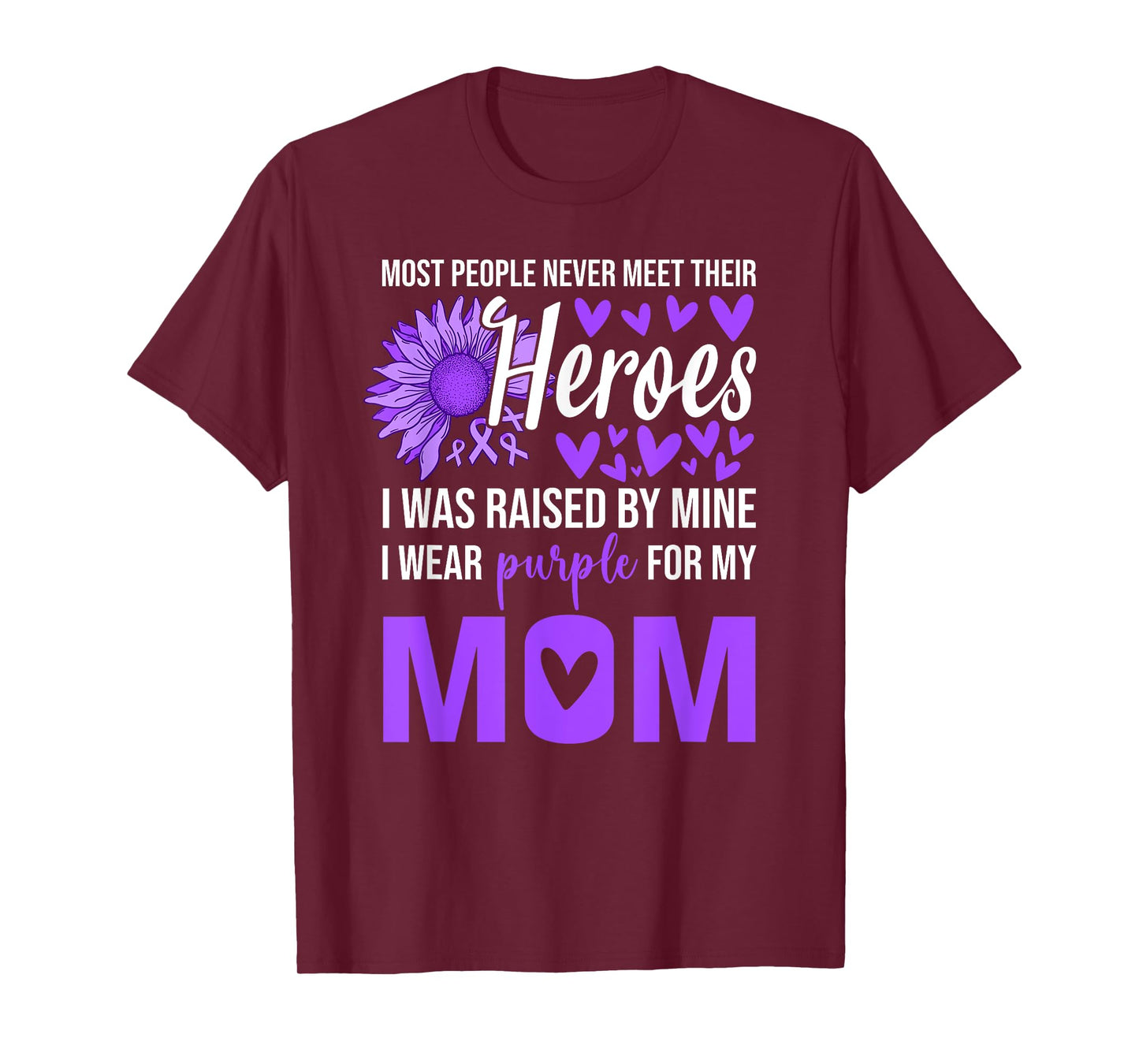 I Wear Purple for Mom Shirt Sunflower Alzheimer‘s Awareness T-Shirt