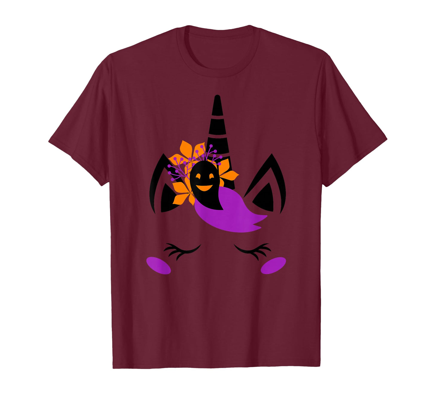 Unicorn Face Eyelashes Cute Ghost Scary Halloween Costume T-Shirt