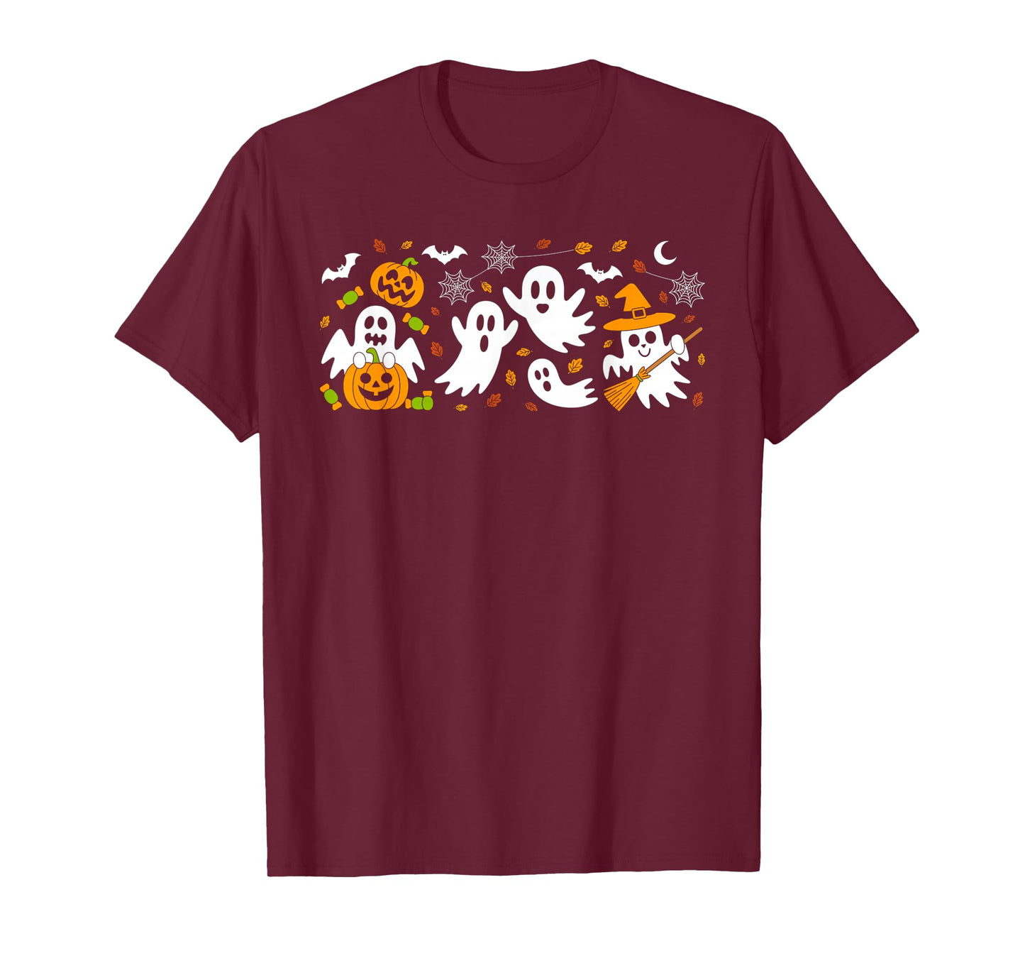 Cute Ghost Drinking Coffee Halloween Fall Ghost Book Reading T-Shirt