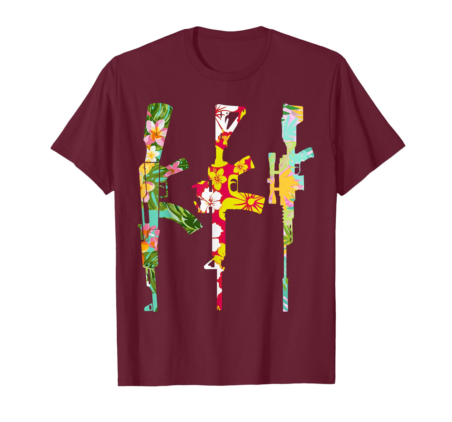 Tropical Gun Lover Firearm Beach Hawaiian Birthday AK AR 308 T-Shirt