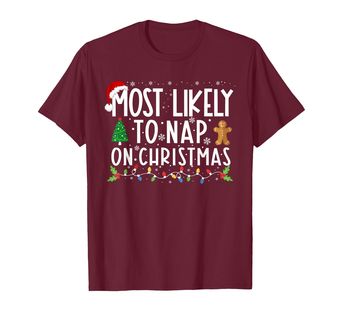 Most Likely To Nap On Christmas Funny Family Christmas T-Shirt