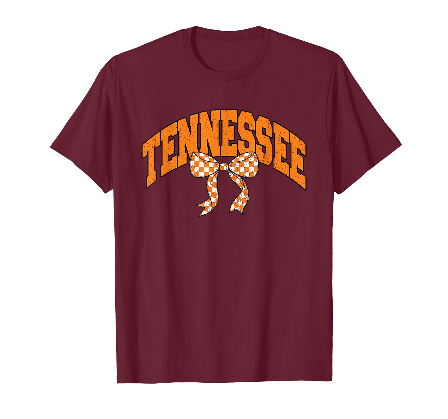 Preppy Tennessee Orange and White Cherckerboard Coquette Bow T-Shirt