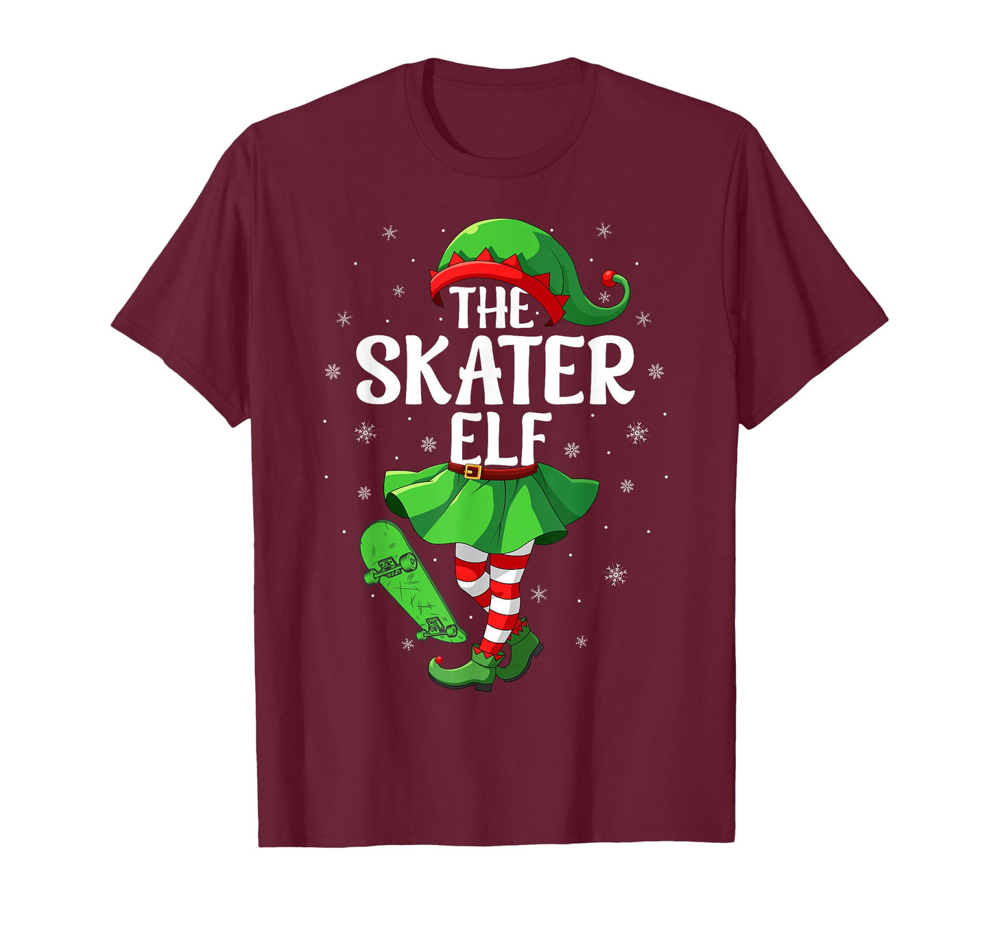 Skater Elf Christmas Girls Women Elf Squad Xmas Family T-Shirt
