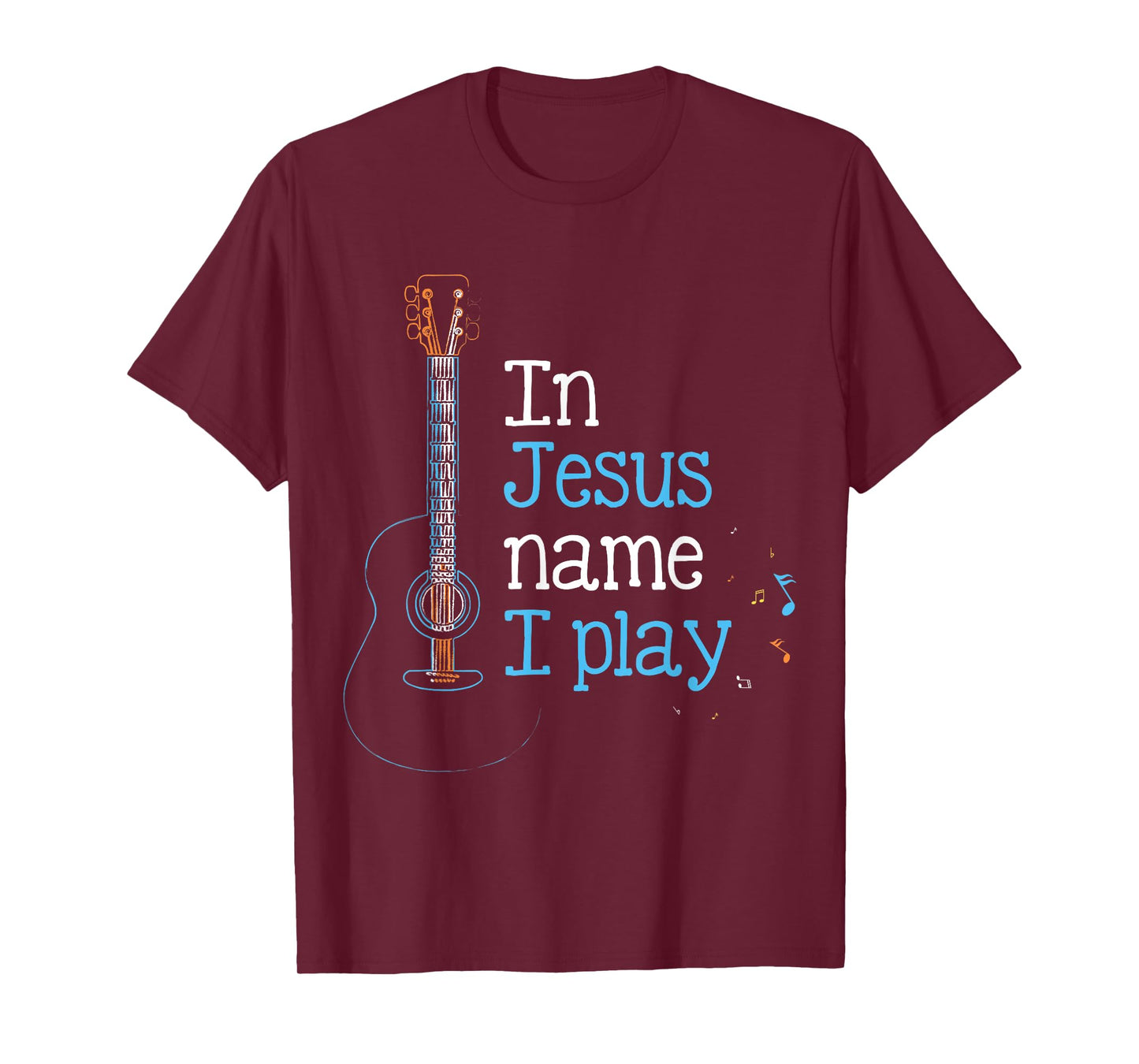 In Jesus Name i Play Guitar Christian Vintage Guitar Player T-Shirt