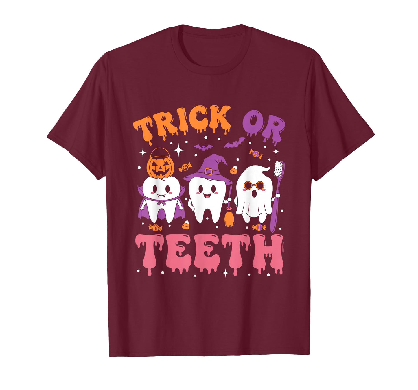 Trick Or Teeth Funny Dentist Dental Squad Halloween T-Shirt