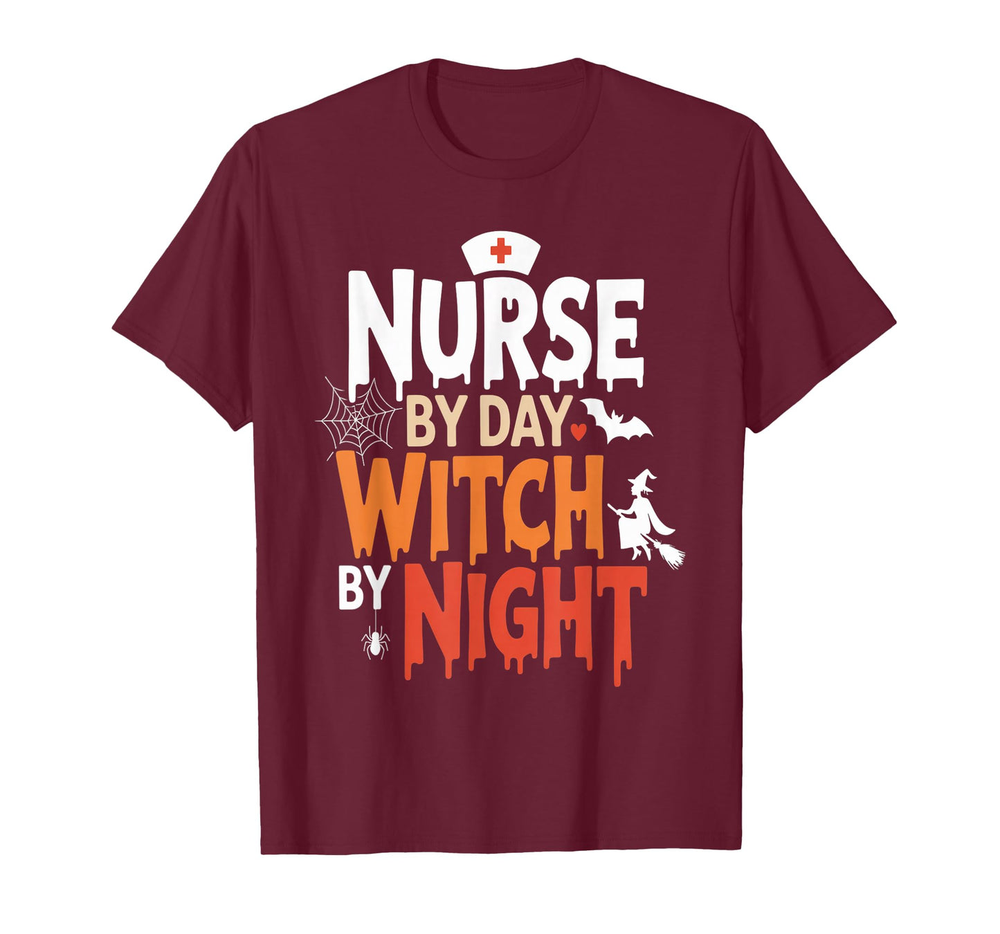 Nurse by Day Witch by Night Halloween Nursing First Aid 2025 T-Shirt