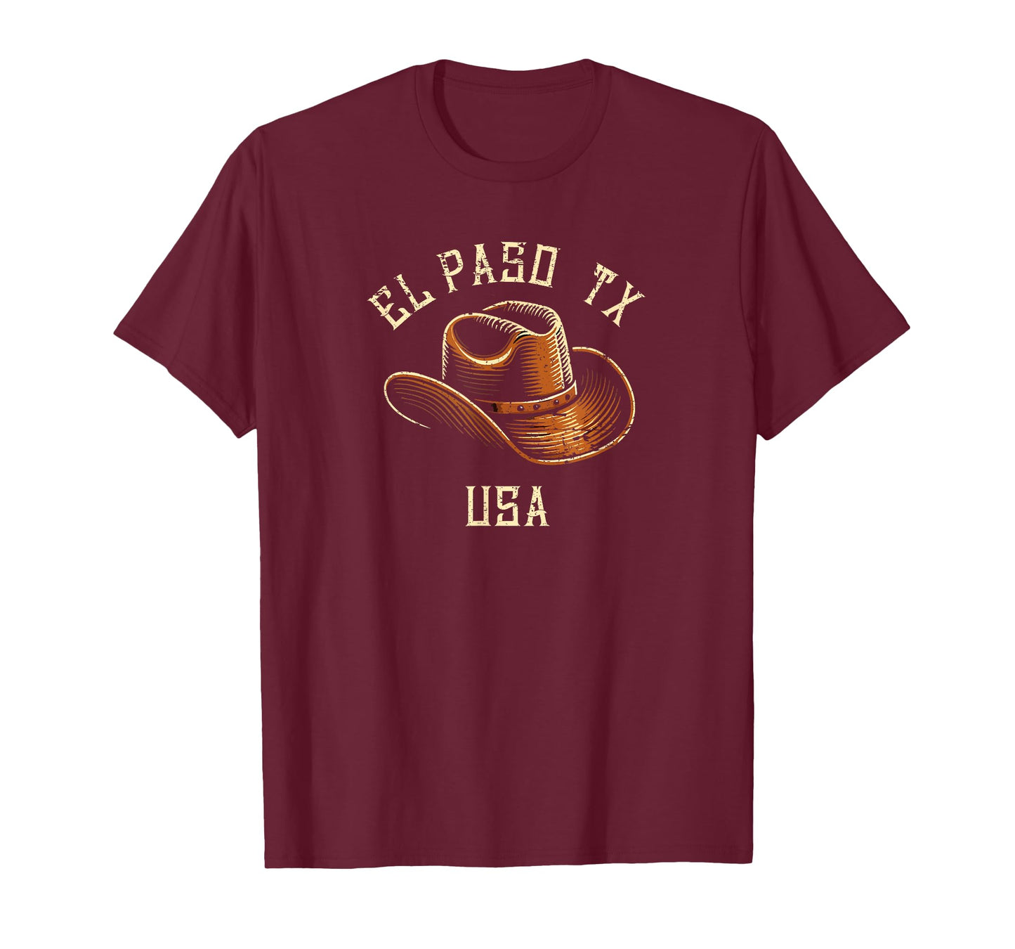 El Paso TX USA Cowboy Hat Vintage Distressed Style Design T-Shirt