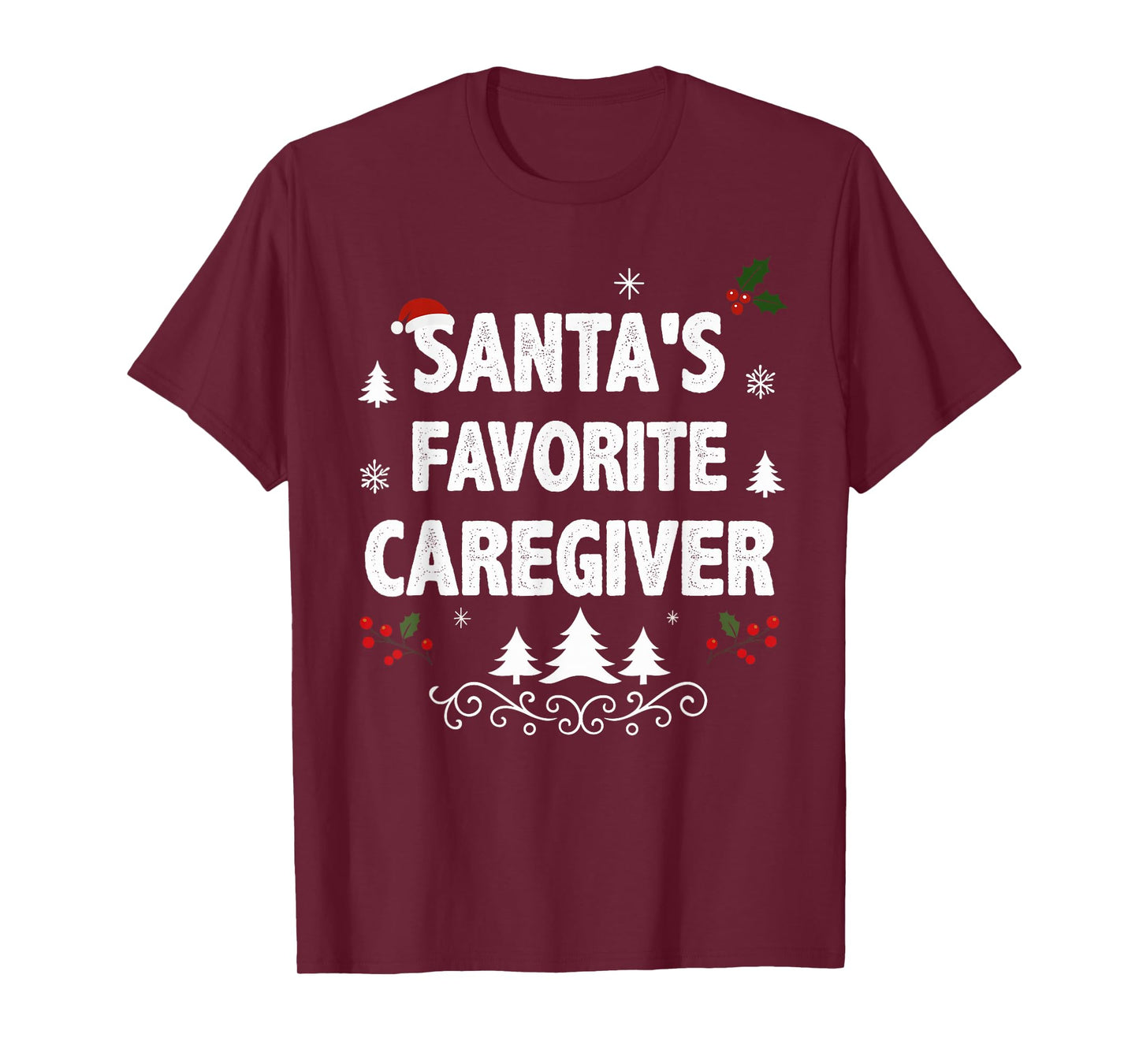 Santa's Favorite Caregiver Funny Holiday Christmas Pajamas T-Shirt