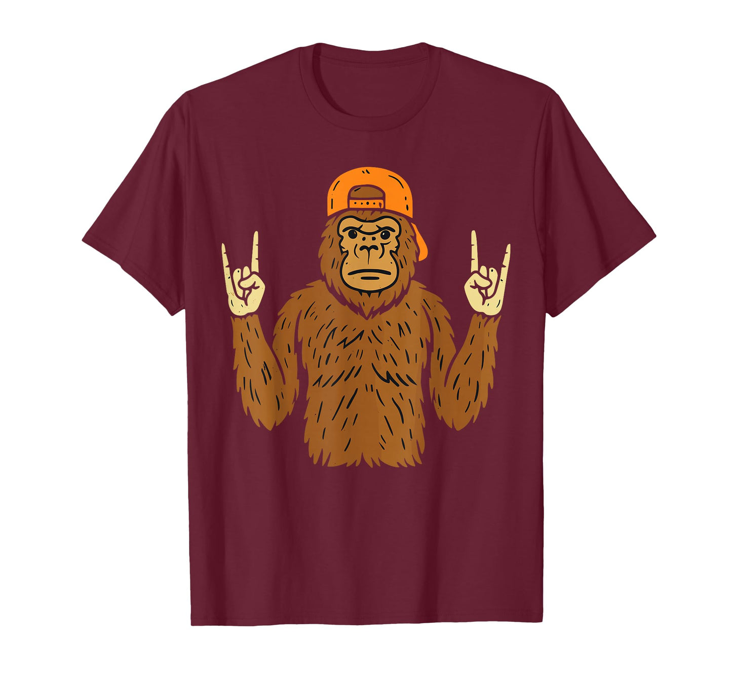 Rocker Bigfoot Cap Skater Cool Halloween Punk Rock Men Boys T-Shirt