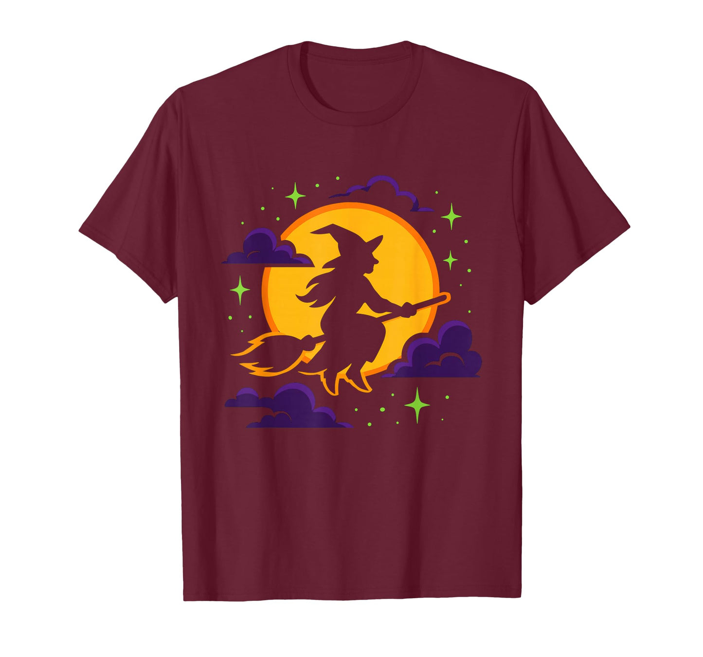 Funny Halloween Witch Riding Broom Costume Party Celebration T-Shirt