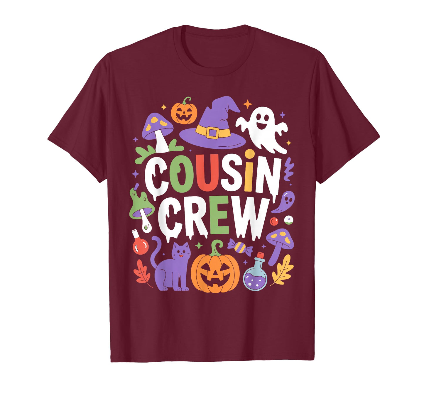 Halloween Cousin Crew Aesthetic Boo Pumpkin Ghost Witch Crew T-Shirt