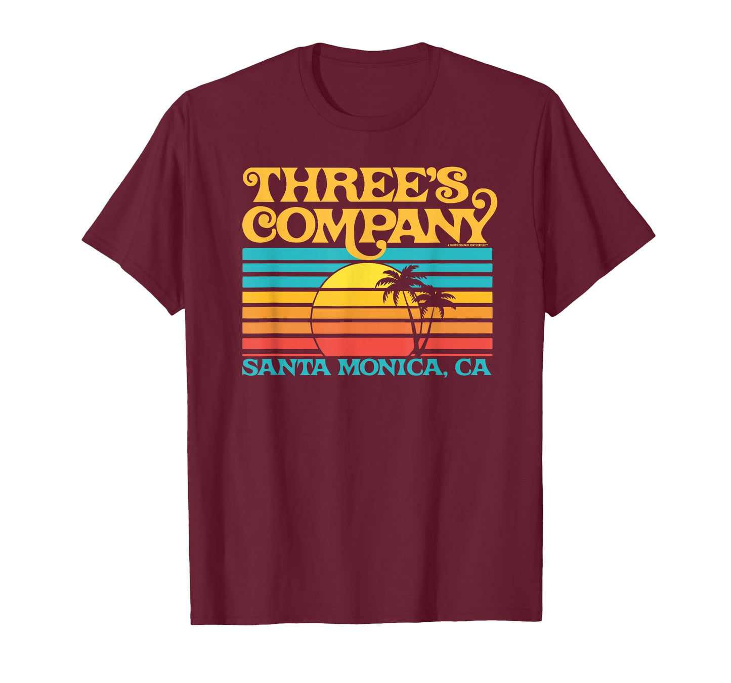 Three's Company Logo Santa Monica Retro 80's Sunset T-Shirt