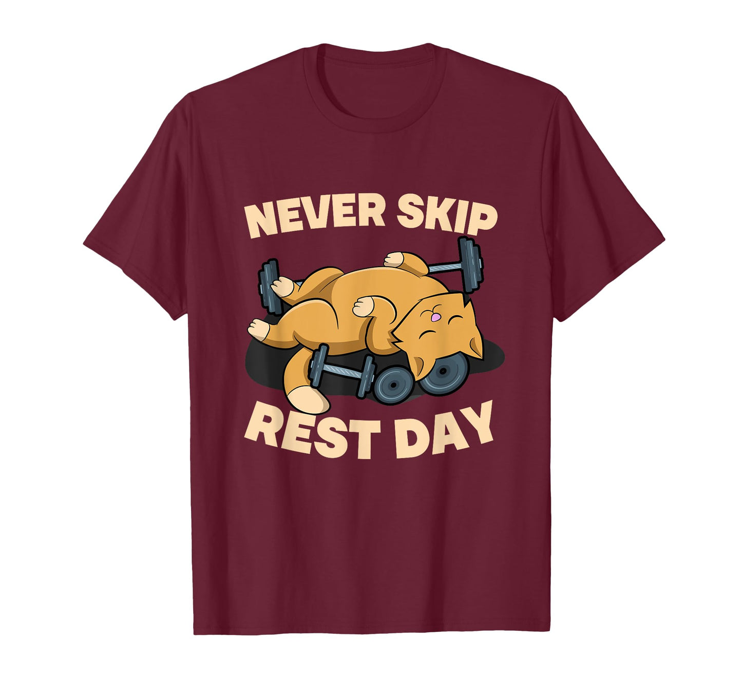 Never Skip Rest Day Cat Kitten Gym Workout Bodybuilding T-Shirt