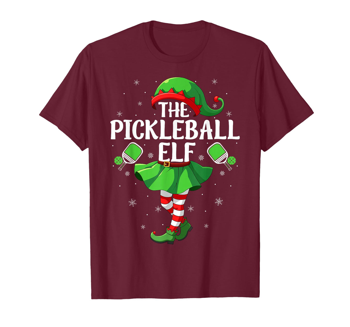 Pickleball Elf Christmas Girls Women Elf Squad Xmas Family T-Shirt
