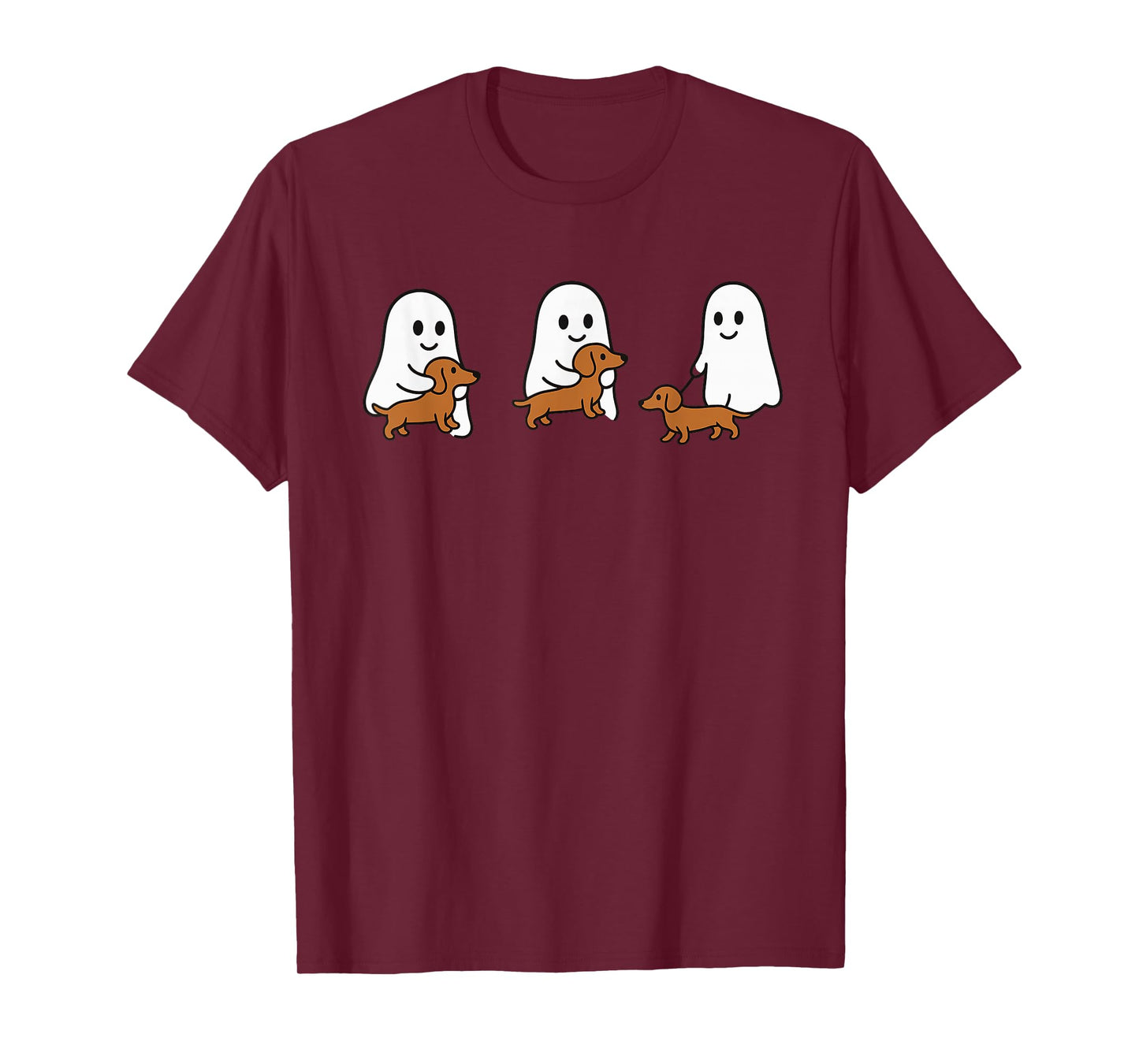 Ghost Holding Dachshund Dog Halloween Costume Dog Lover T-Shirt