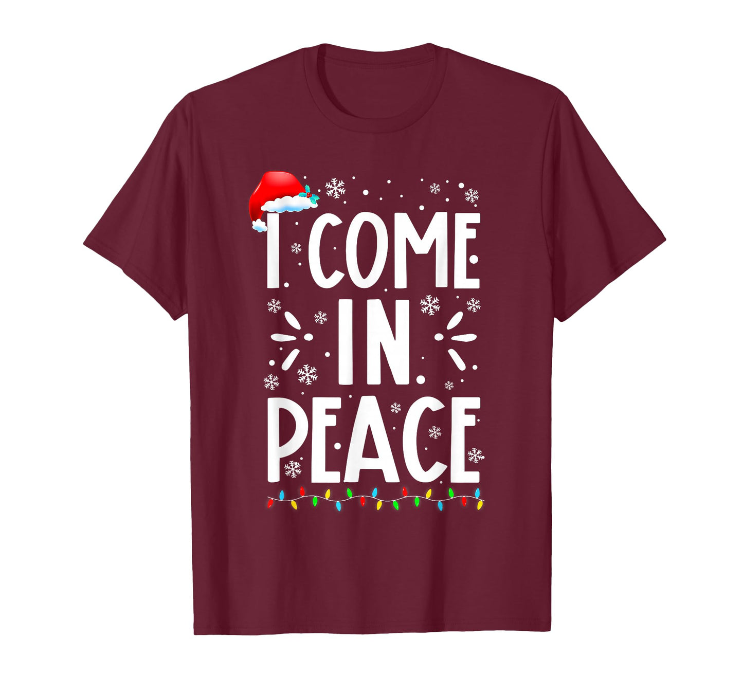 Peace I Come in Peace Christmas Xmas Lights Holiday Couples T-Shirt