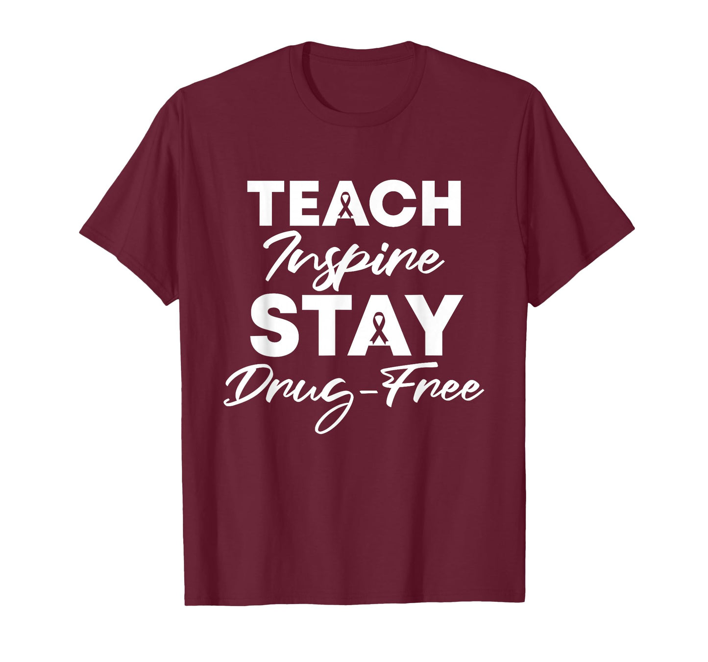 Teach Inspire Stay Drug-Free Red Ribbon Week Teacher kids T-Shirt