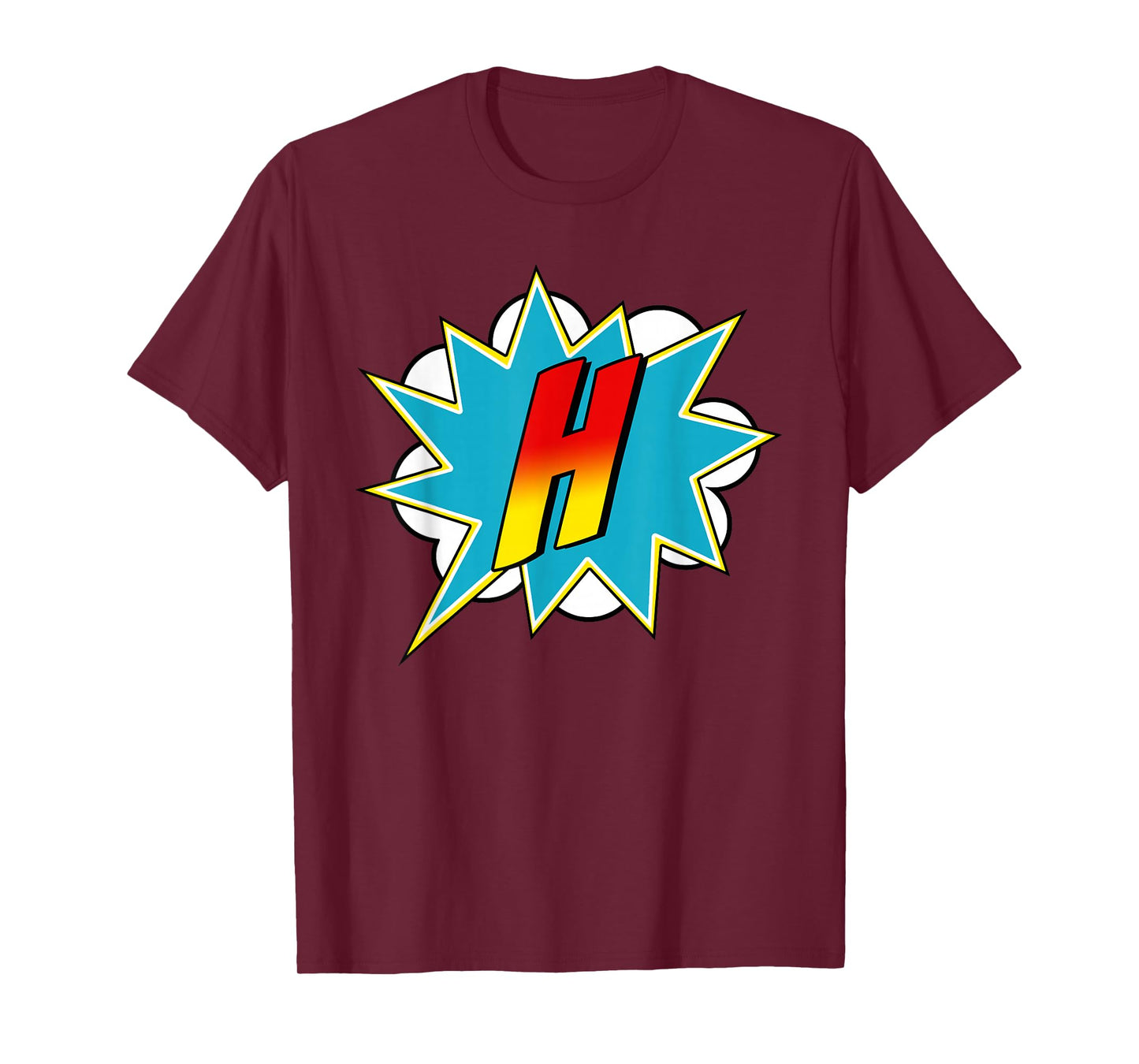Letter H Superhero Name Comic Letter Retro Costume T-Shirt