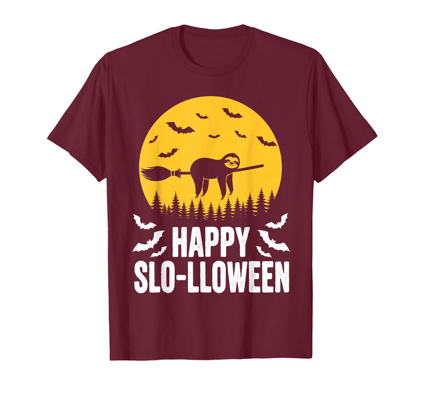 Happy Slo-lloween Funny Halloween Sloth Flying Witch T-Shirt