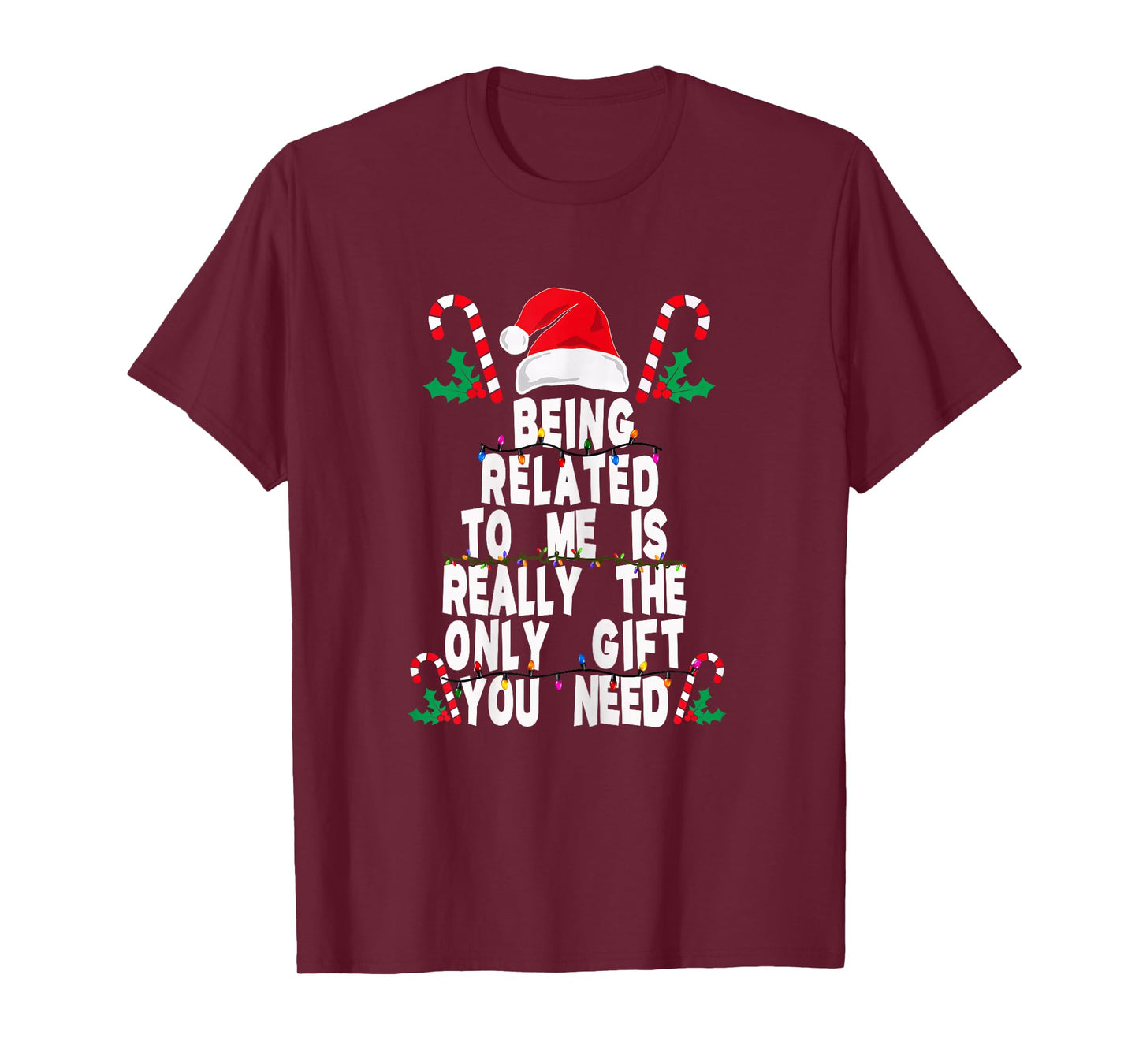 Womens Being Related to Me Funny Christmas Family Xmas Pajamas Gift T-Shirt