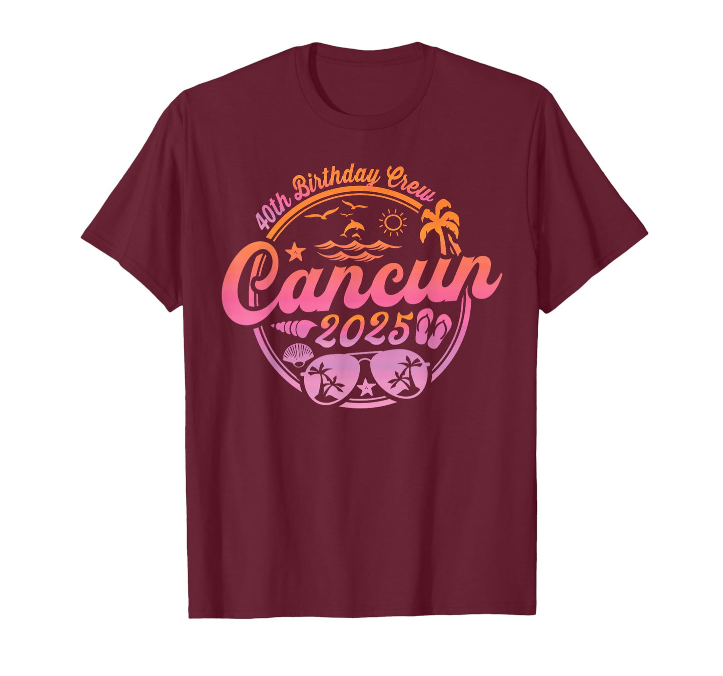 Cancun Mexico 40th Birthday Crew 2025 Vacation Cruise Party T-Shirt