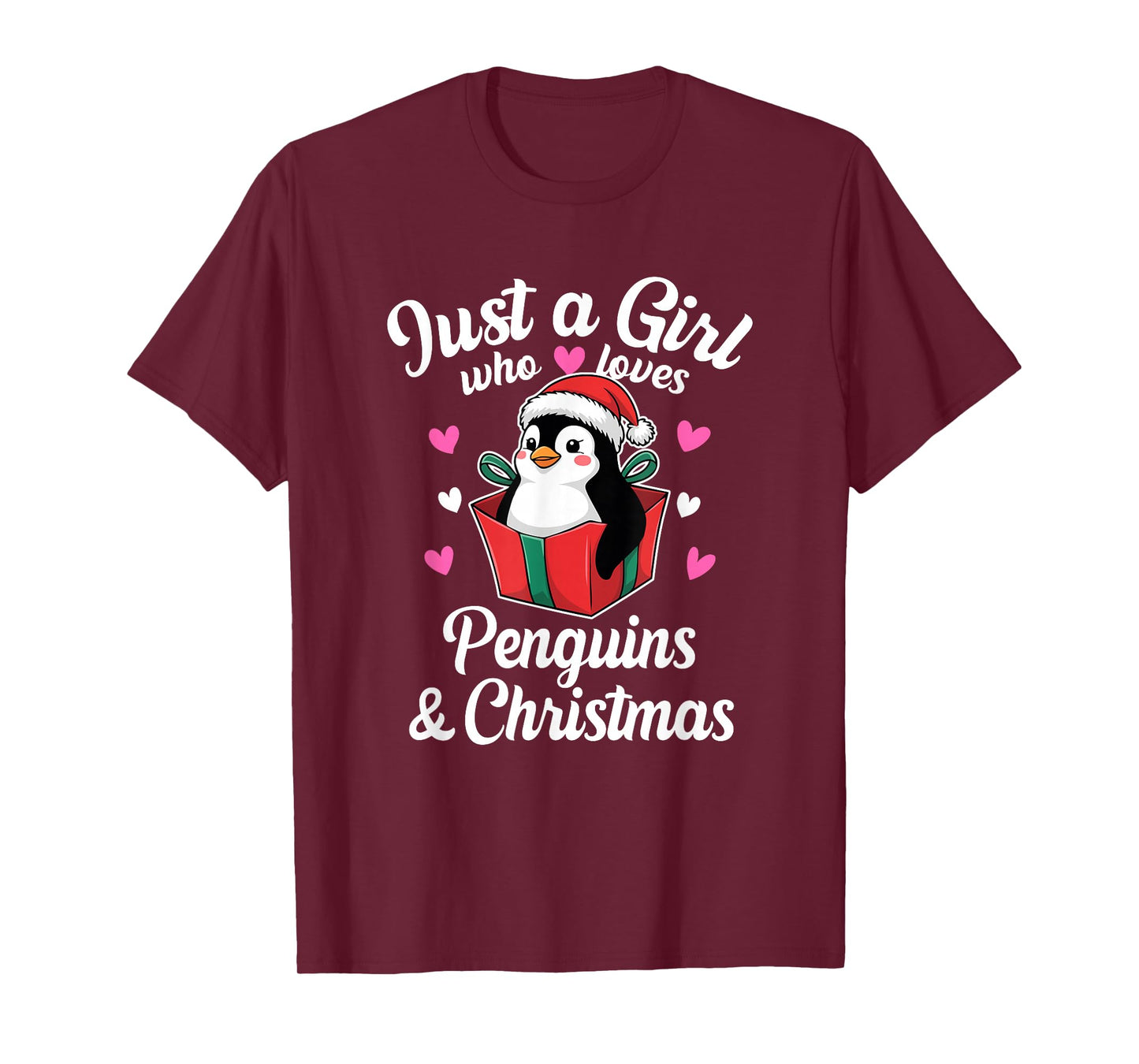 Cute Just a Girl Who Loves Penguins Xmas T-Shirt