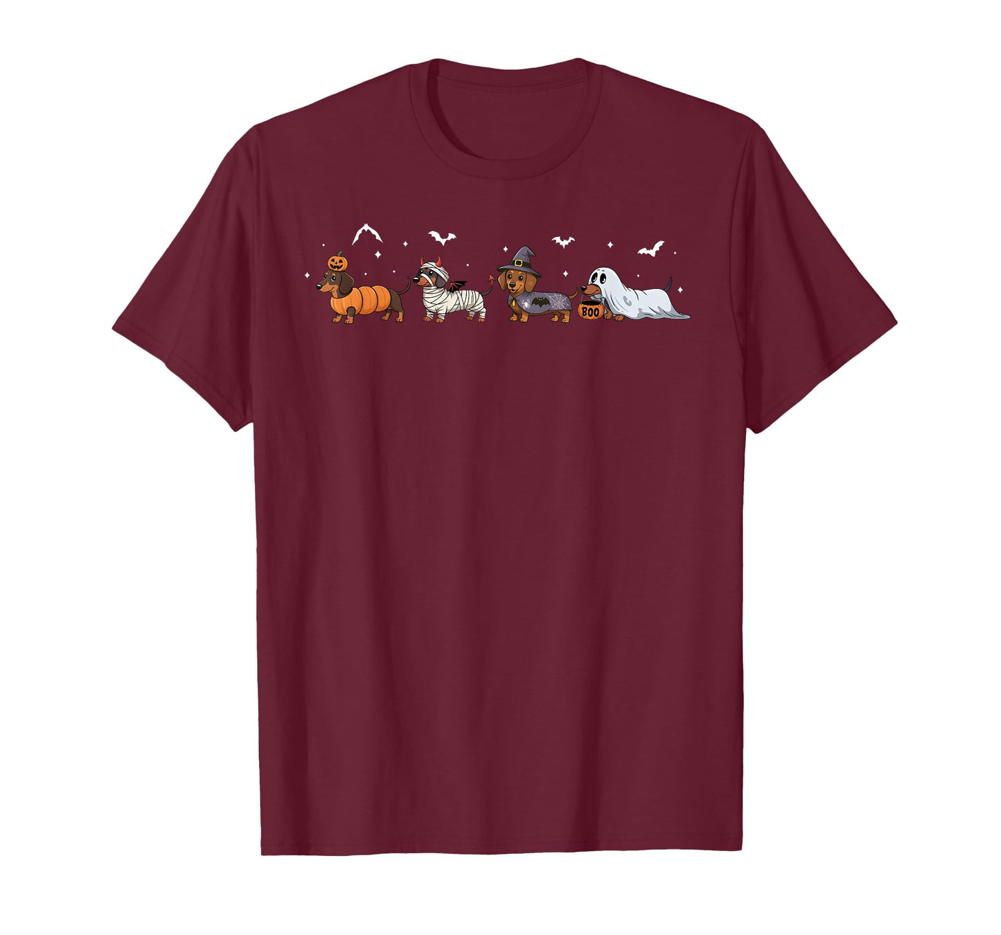 Dachshund Dog Witch Happy Halloweenie Spooky Season T-Shirt