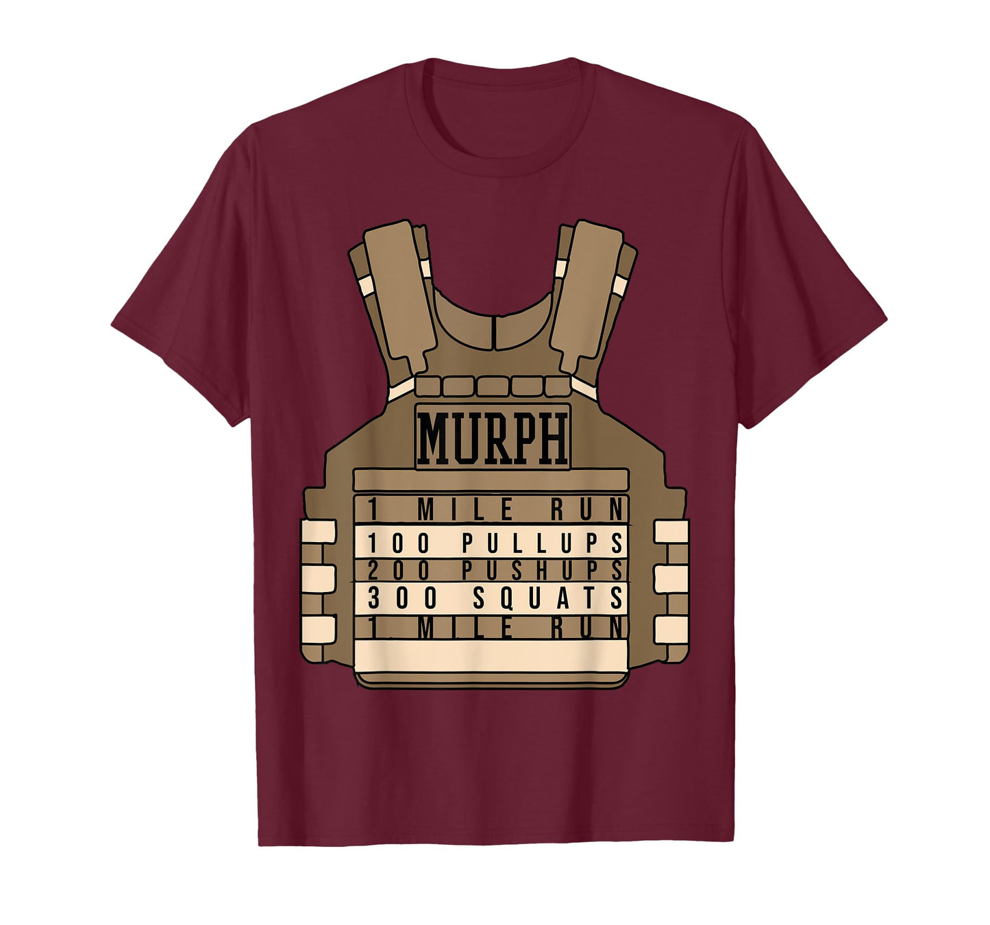 Murph Memorial Day Workout WOD Military Plate Carrier Design T-Shirt