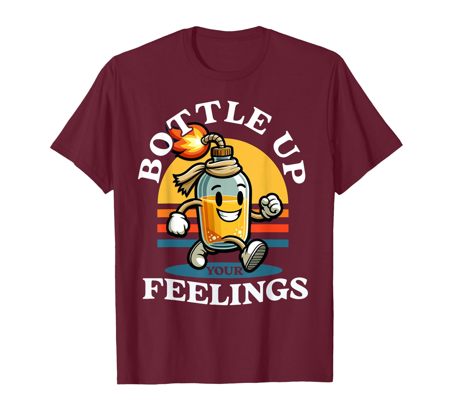 Bottle Up Your Feelings Funny Cartoon Retro Vintage T-Shirt