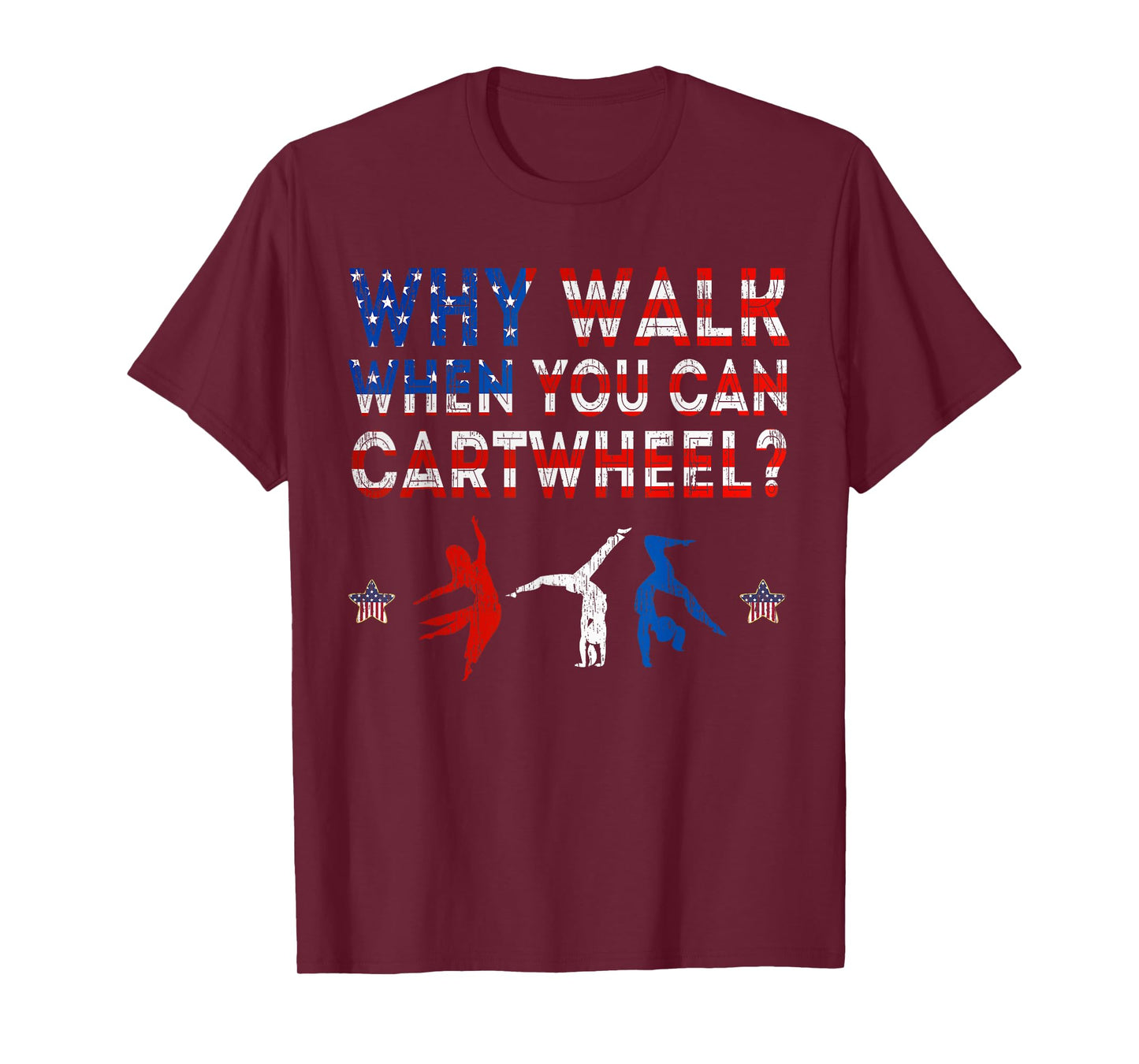 Gymnastics USA American Flag - Cartwheel Tumbling Funny Girl T-Shirt
