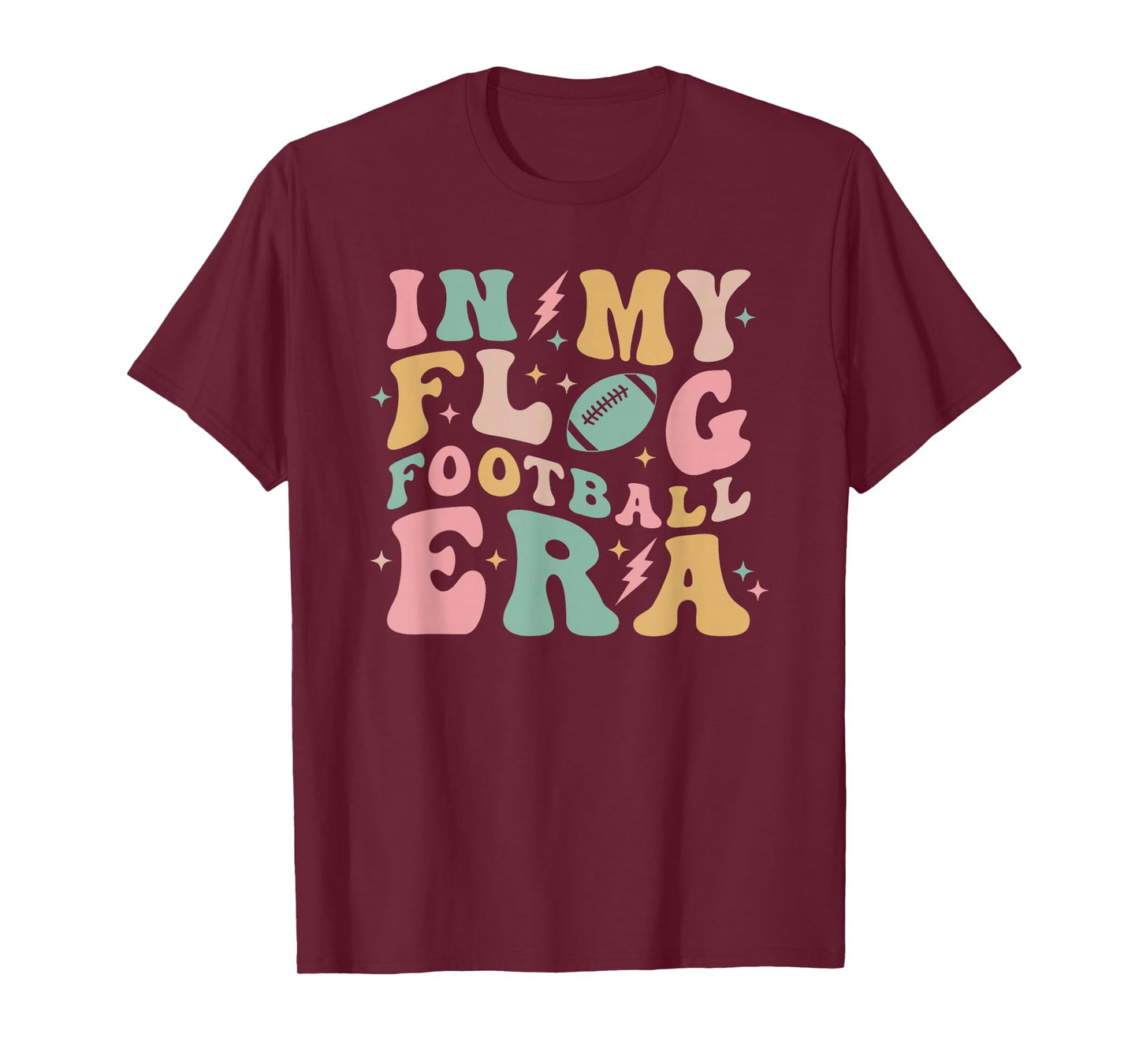 in My Flag Football Era Women's Cute Retro Groovy Colorful T-Shirt
