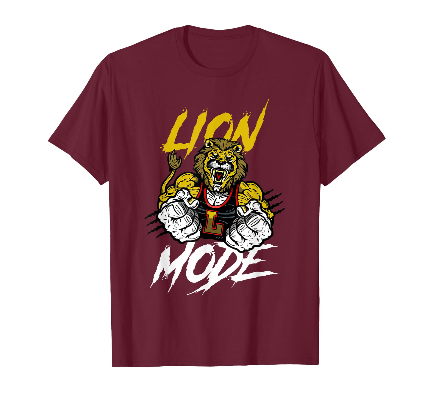 Lion Mode Big Biceps Strong Lion Weightlifting Gym Workout T-Shirt