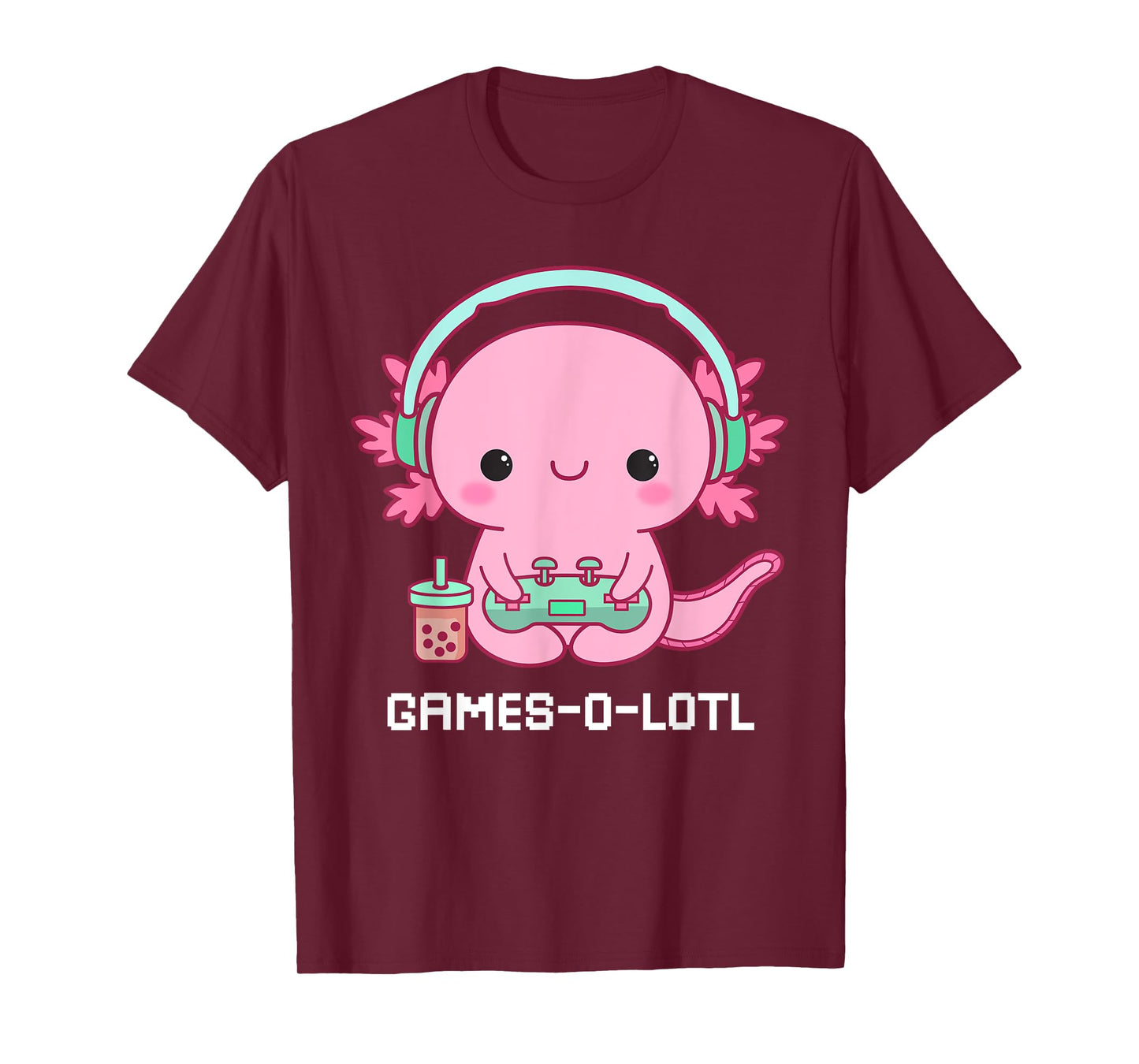 Gamesalotl Axolotl Cute Kawaii Fish Playing Video Games Girl T-Shirt