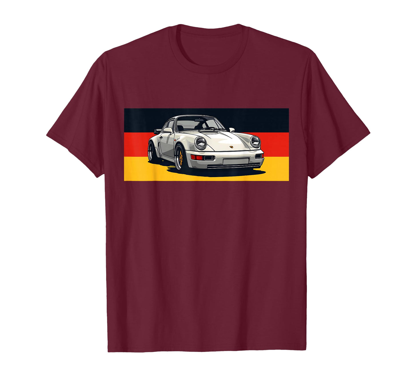 911 Retro Vintage 964 Turbo Car Classic German Flag Track T-Shirt - Black, Small, Unisex-Adults, Short Sleeve, T-Shirt, Car-Themed