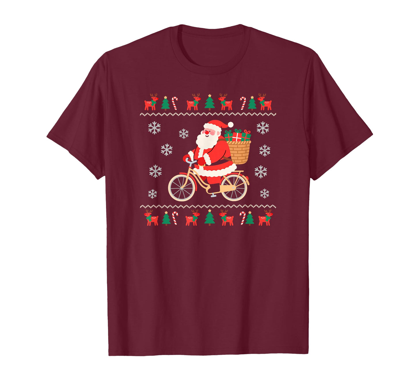 Santa Claus Christmas Ridig a Bicycle Gift Season T-Shirt