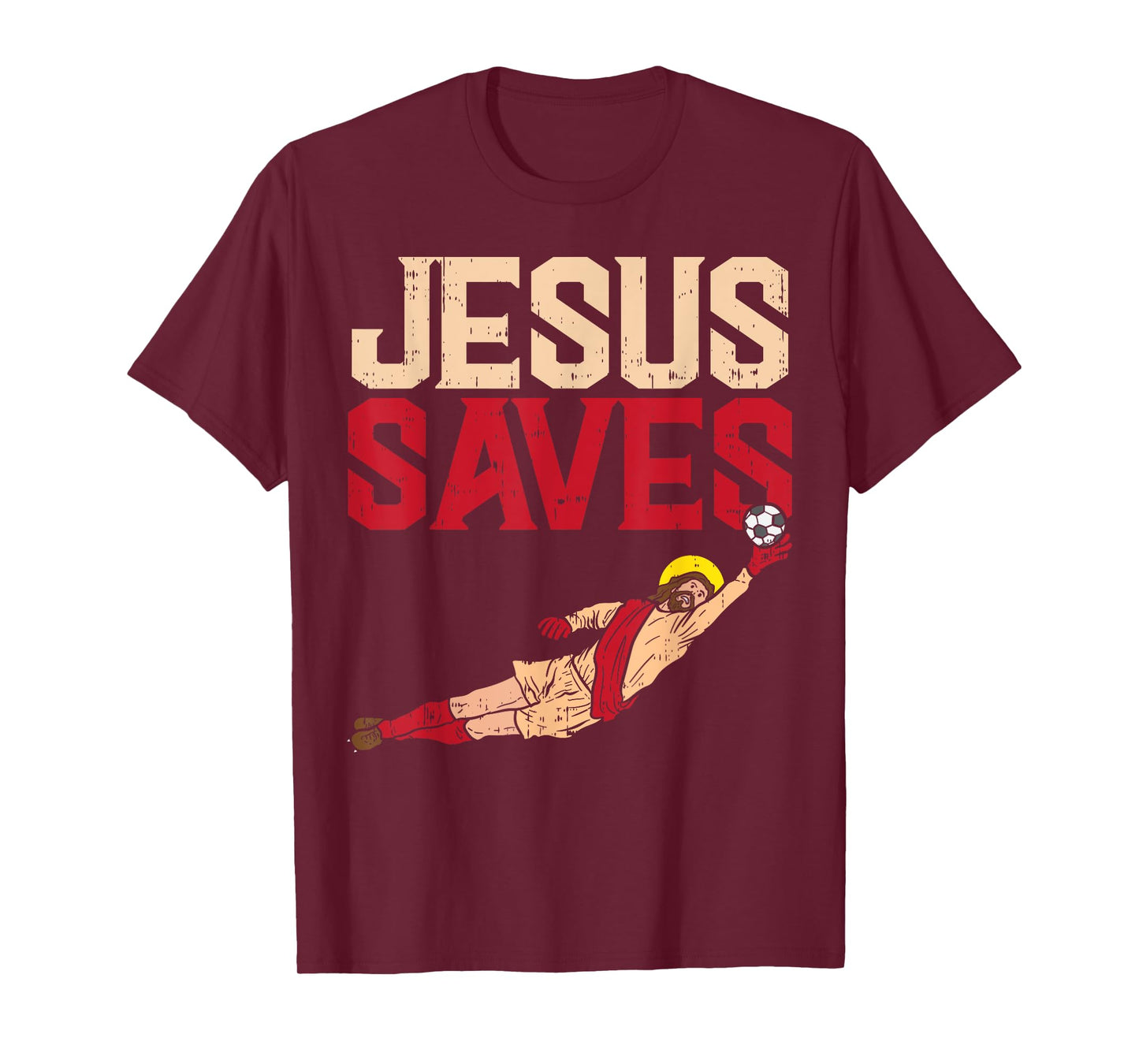 Jesus Saves Soccer Football Goalie Sport God Christian Gift T-Shirt