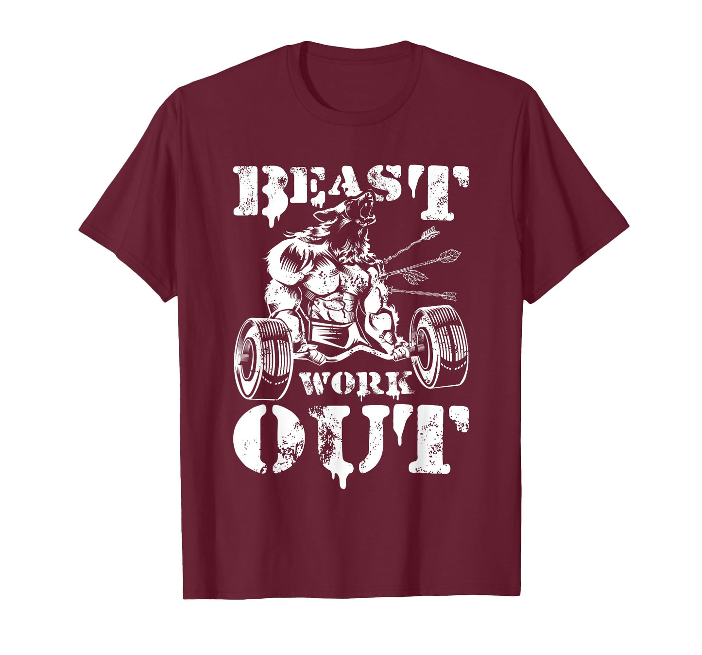 Beast Workout Wolf Lifting Weights Gym Fitness Muscles T-Shirt