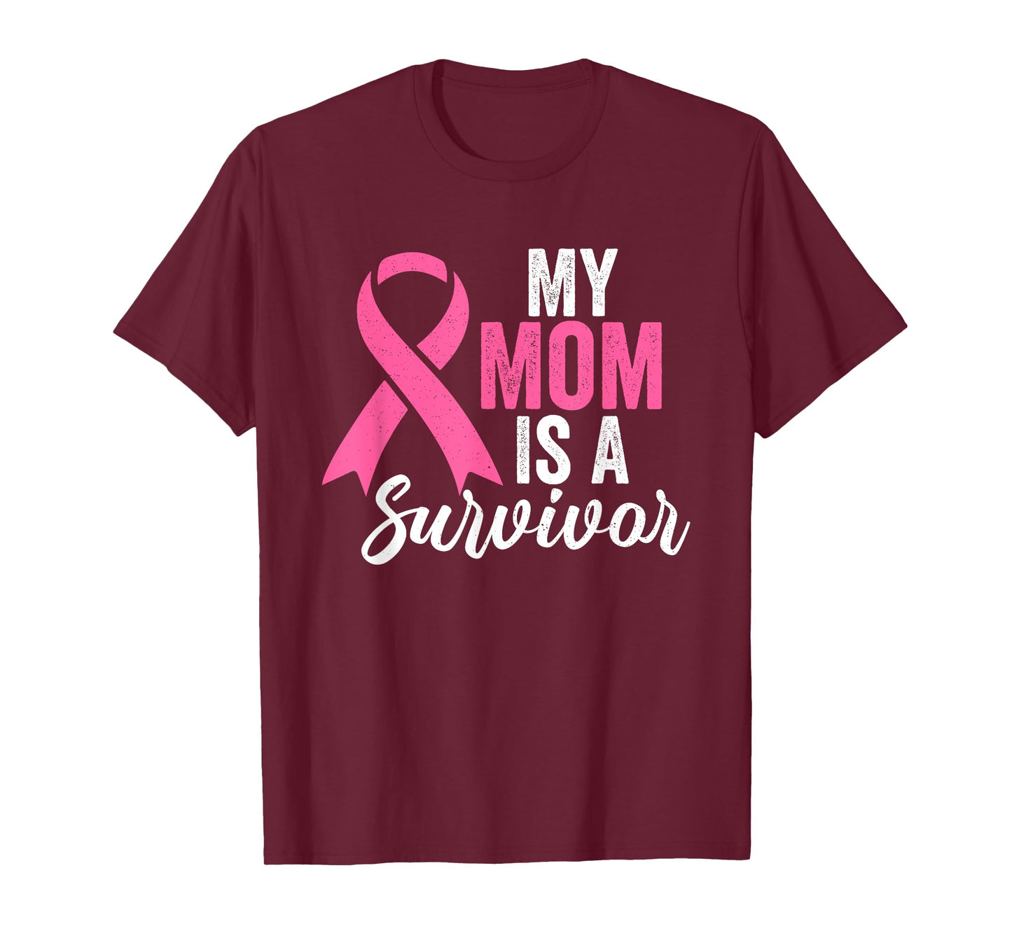 My Mom Is A Survivor Breast Cancer Awareness Pink Ribbon T-Shirt
