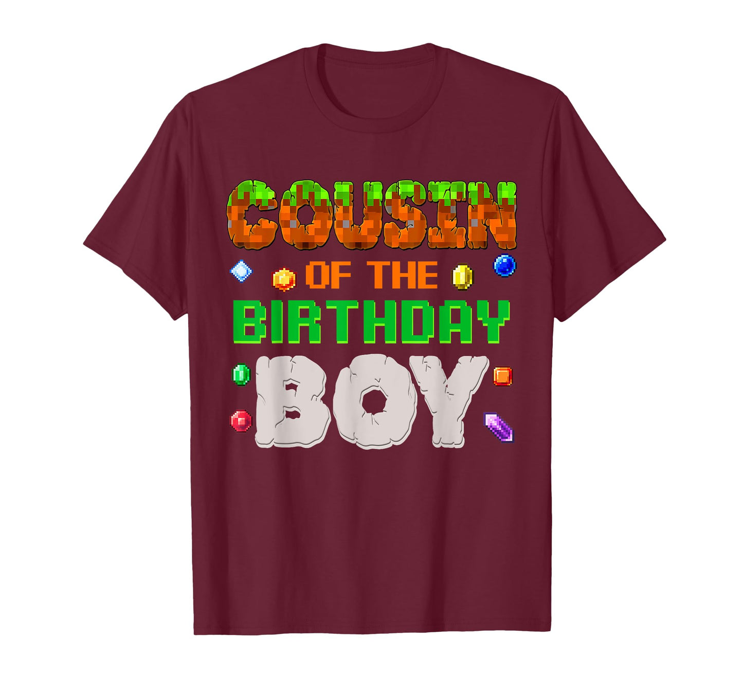 Cousin Of The Birthday Boy Video Gamer Black Boys' Birthday Pixel Number T-Shirt