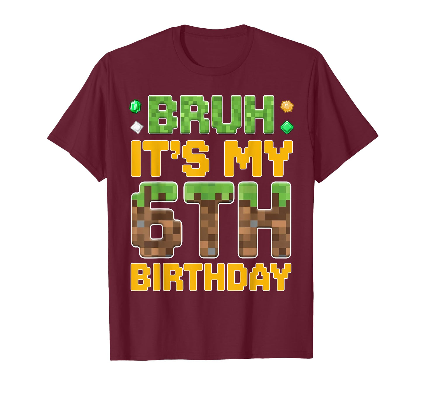 Funny Birthday Boy It's My 6th Birthday Video Game Pixel T-Shirt