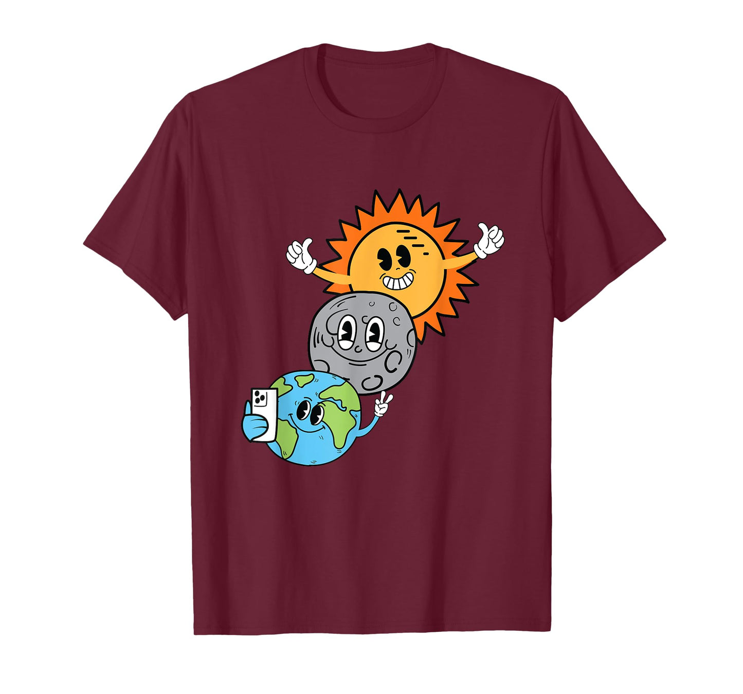 2024 Solar Eclipse Sun Moon Earth Selfie Kids Adult April 8 T-Shirt