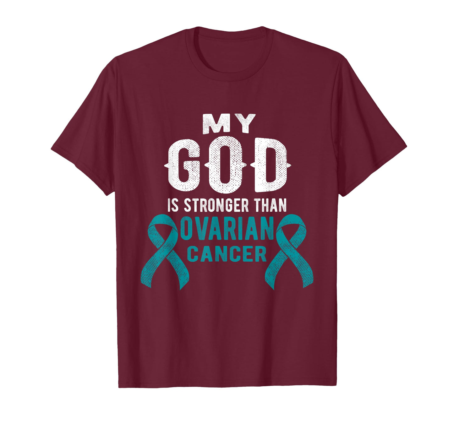 My God Is Stronger Than Ovarian Cancer Survivor Christian T-Shirt