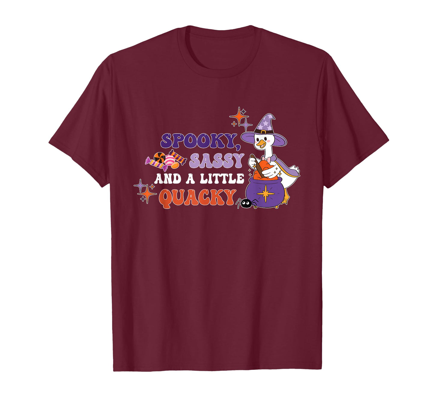 Spooky, Sassy and A Little Quacky Witchy Goose Halloween T-Shirt